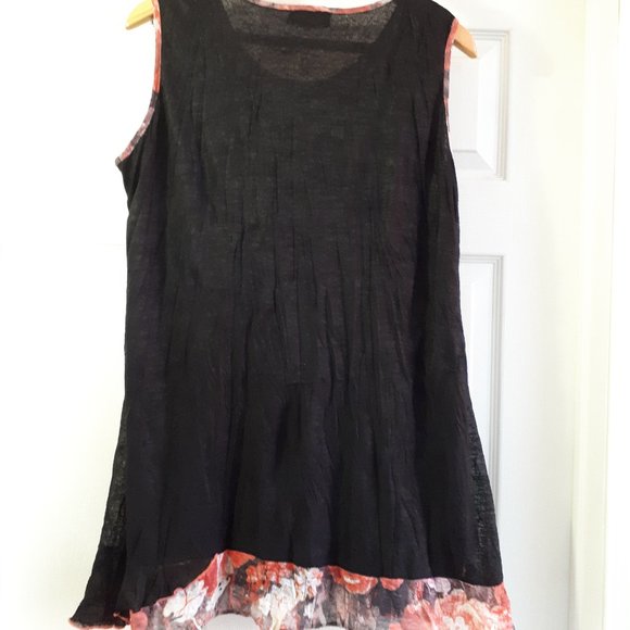 Papa Vancouver Sleeveless Tunic -  Size L - Black & Coral - Picture 2 of 3